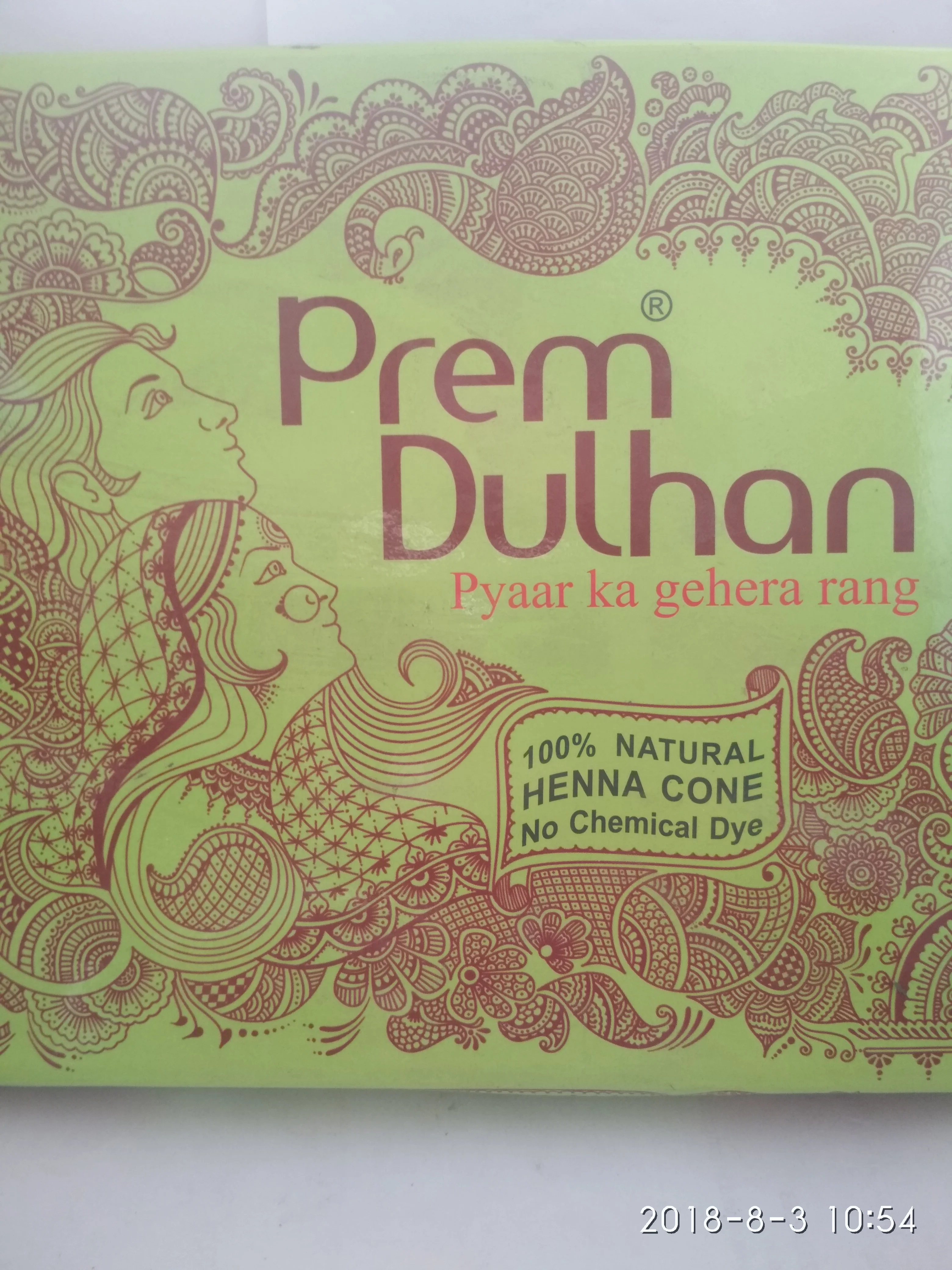 Prem Dulhan Green Mehandi Cone, For 300 G, Packaging Size: 12 Piece at Rs  50/box in Sojat