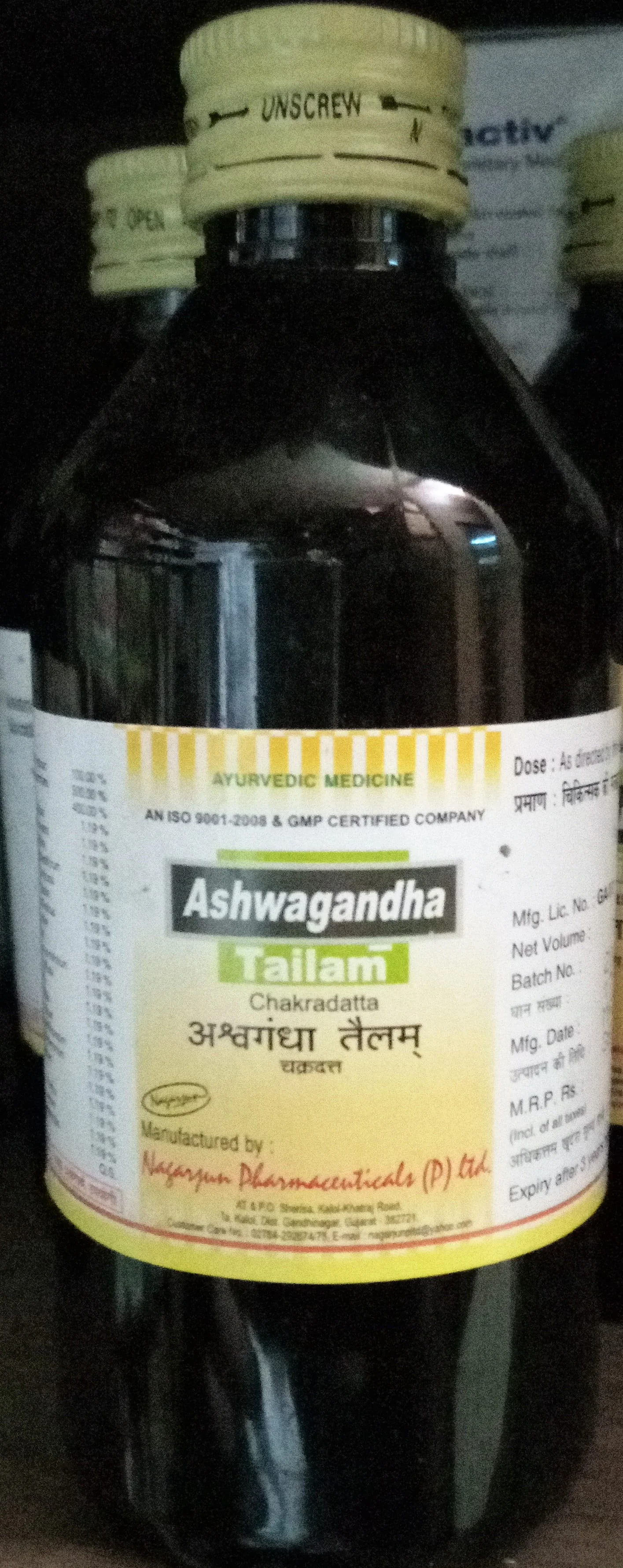 ashwagandha tailam 100 ml upto 20% off Nagarjun Pharma Gujrat